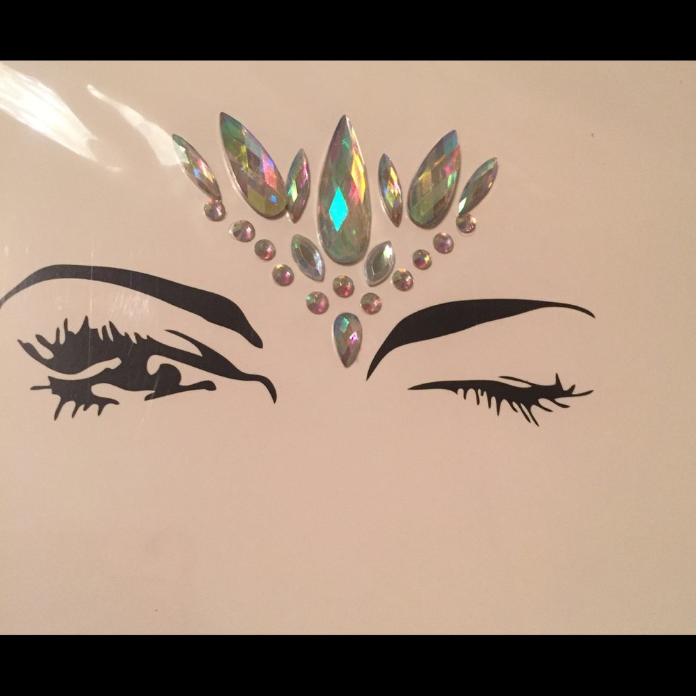 🎀 Beautiful iridescent face jewel festival set